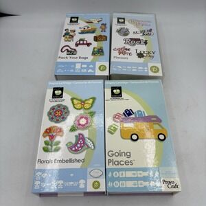 Provo Craft Cricut Shapes Lot of 4 Cartridges Keyboards Travel Floral Phrases